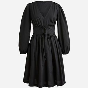 J Crew V-neck Cotton Poplin Mini Dress Black Size 2 NWT
